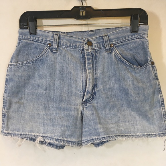 Vintage Wrangler Pants - VTG Wrangler Light Blue Denim Frayed Cutoffs Short